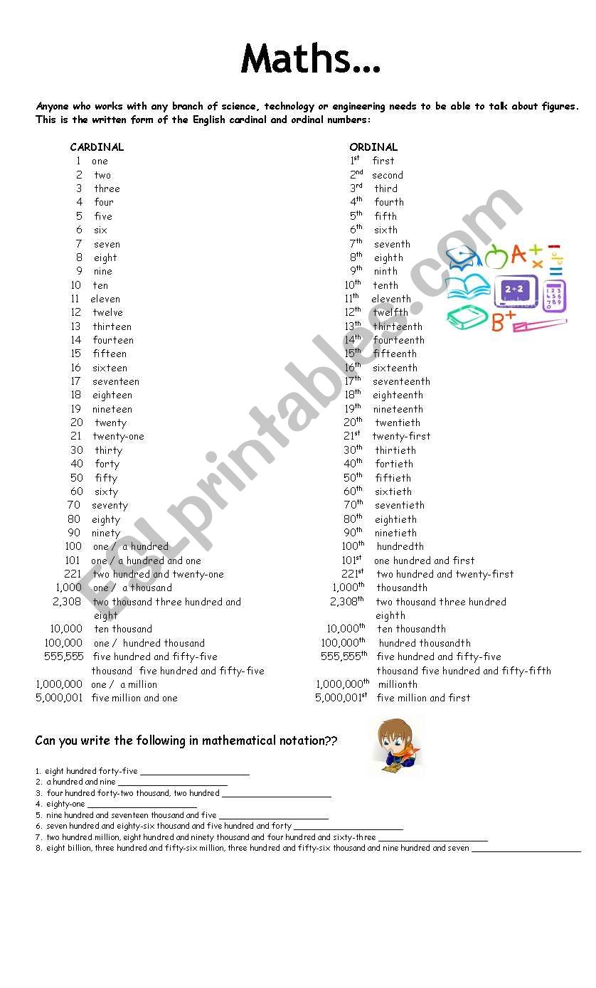 English Math worksheet