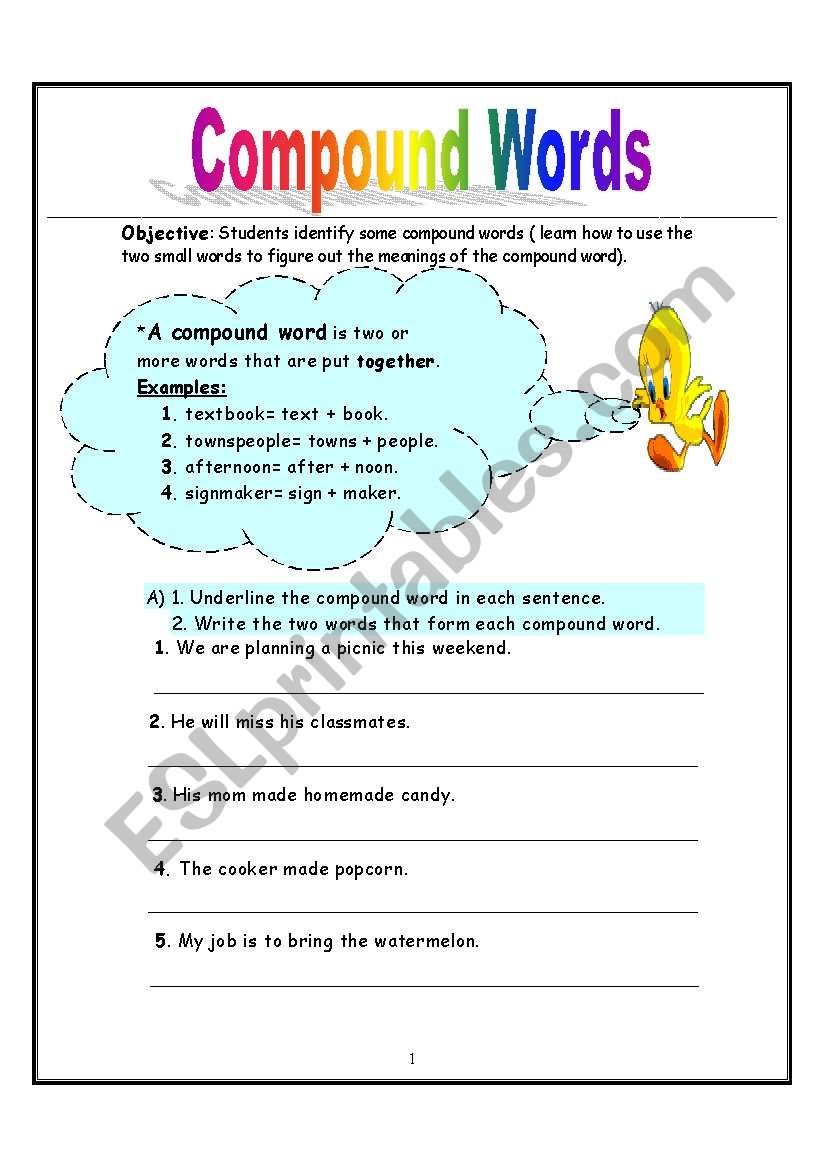 compound words worksheet