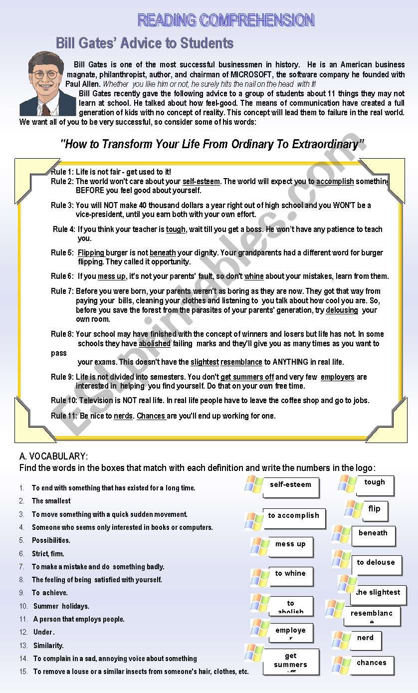 READING COMPREHENSION (TWO PAGES)