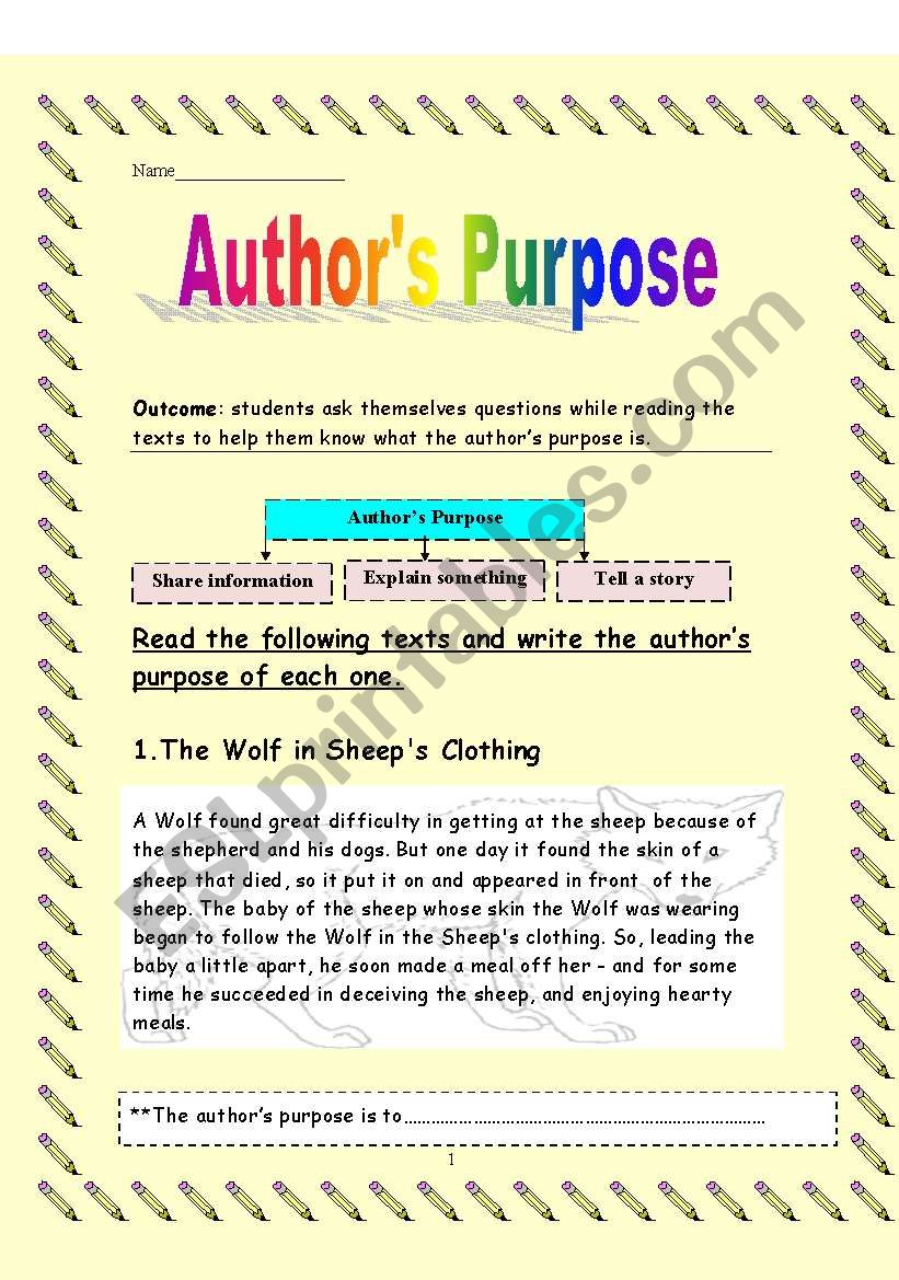 author´s purpose - ESL worksheet by manar.k