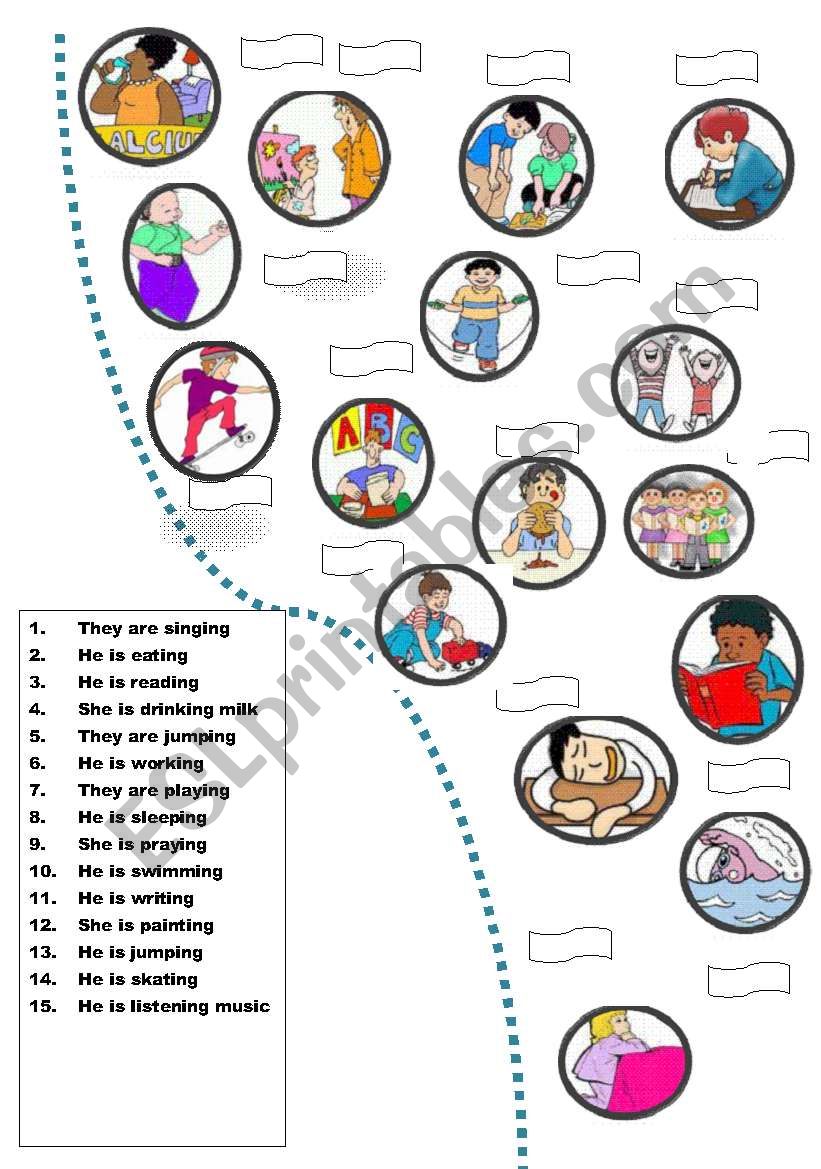 Verbs Match Present continous worksheet