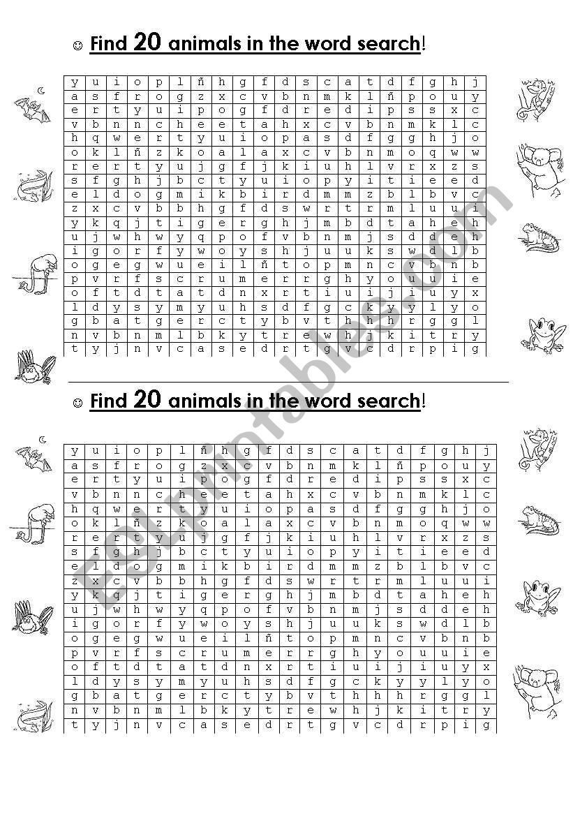 Animals worksheet