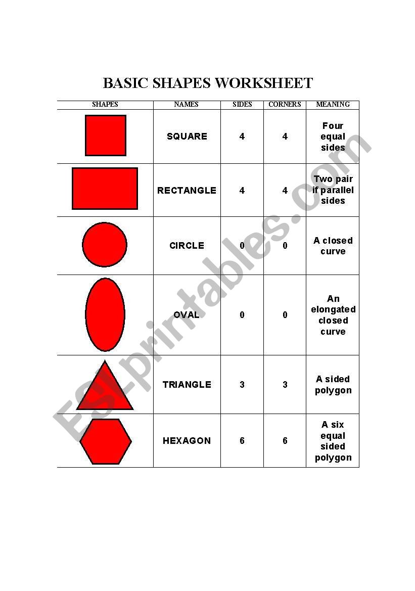 Basic Shapes worksheet