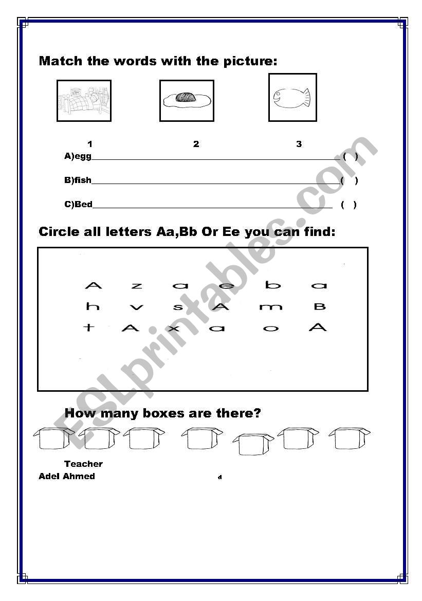 Teaching letters and numbers worksheet