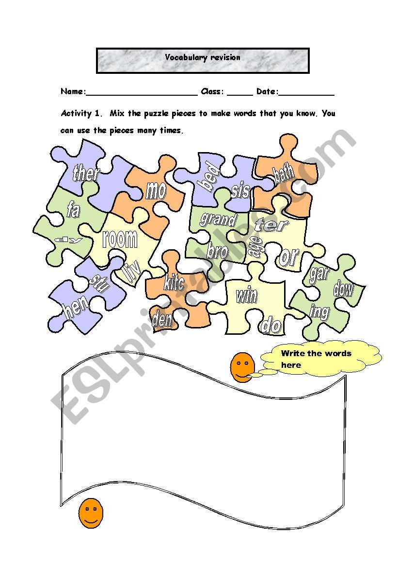 Vocabulary Revision  worksheet