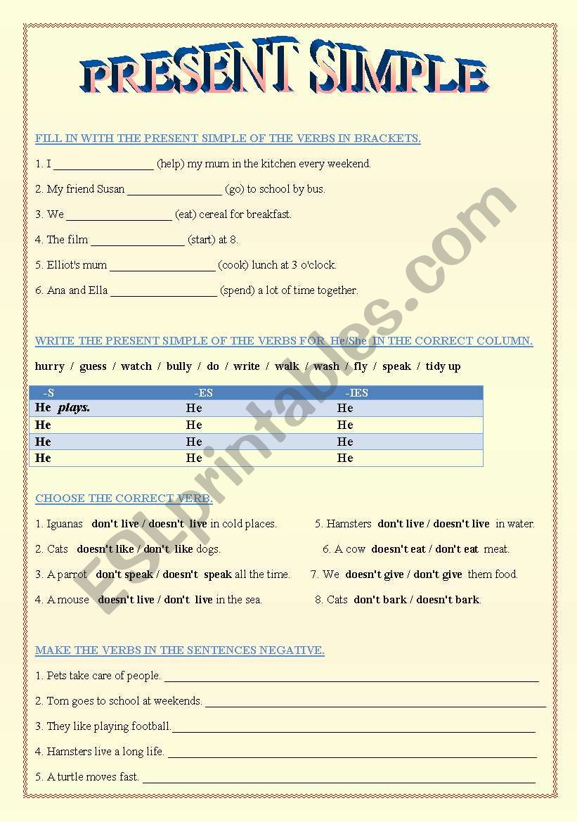 PRESENT SIMPLE worksheet