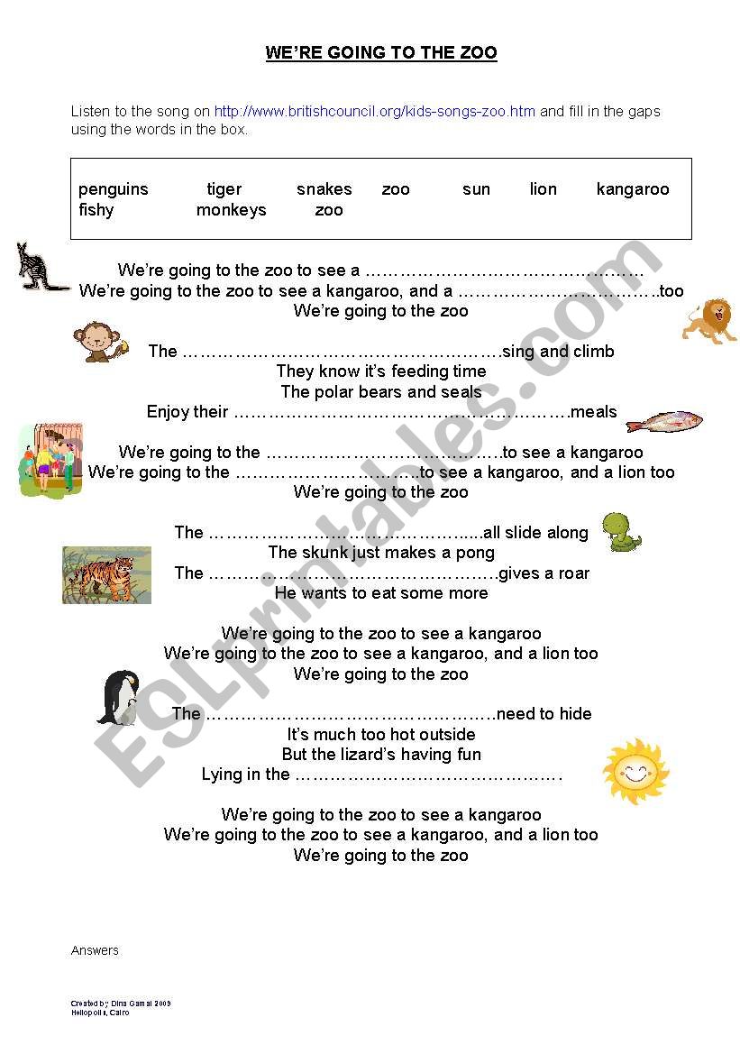 Going to the zoo worksheet