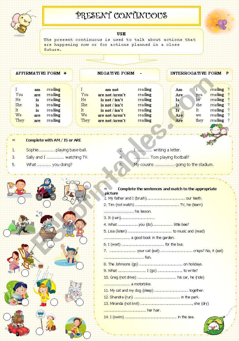 present continuous worksheet