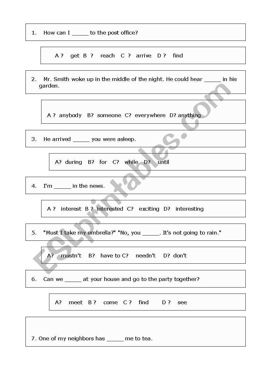 Simple tests worksheet