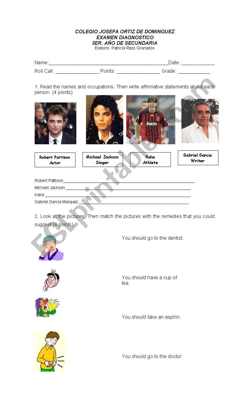 health worksheet
