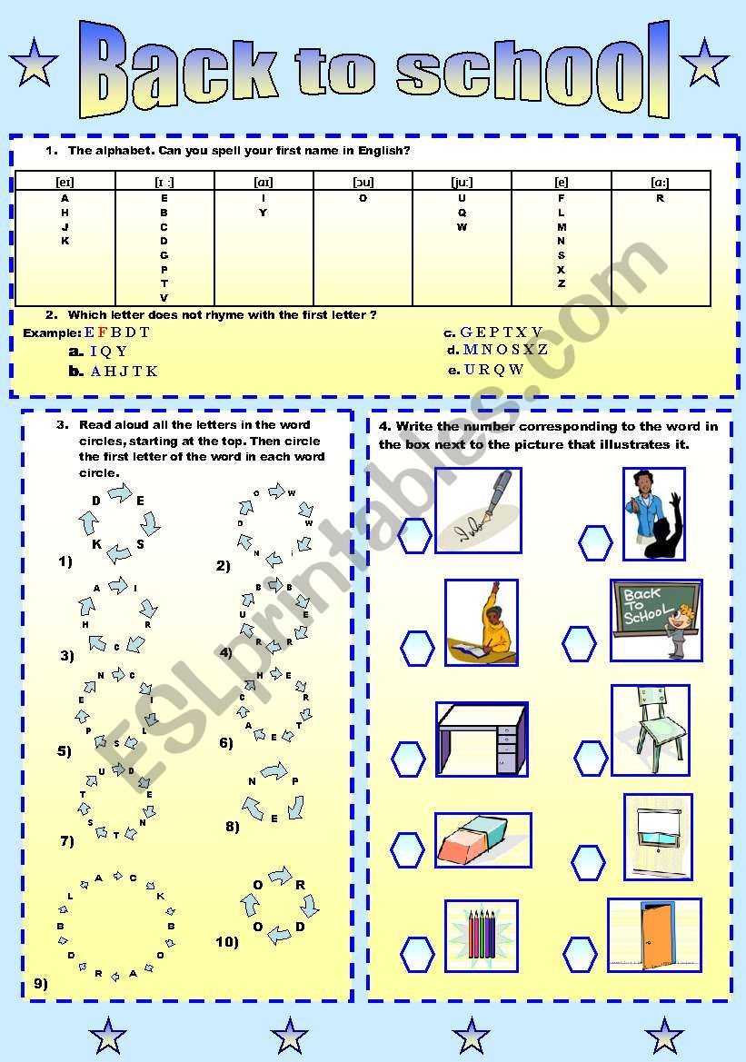 BACK TO SCHOOL - SPELLING AND VOCABULARY - 2 PAGES + KEY INCLUDED