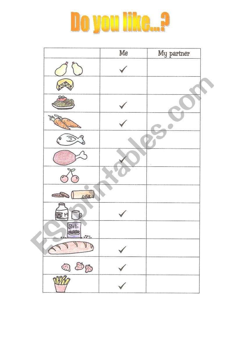 Do you like? worksheet