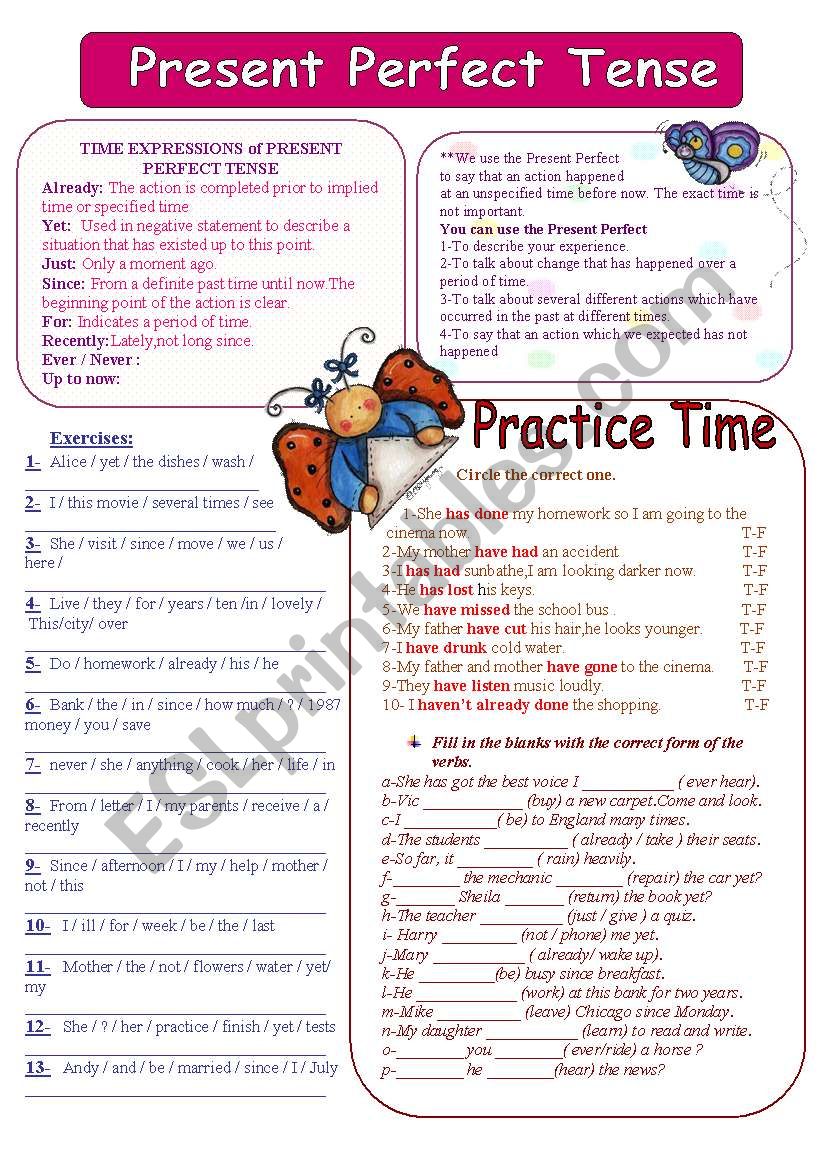 Present Perfect Tense worksheet