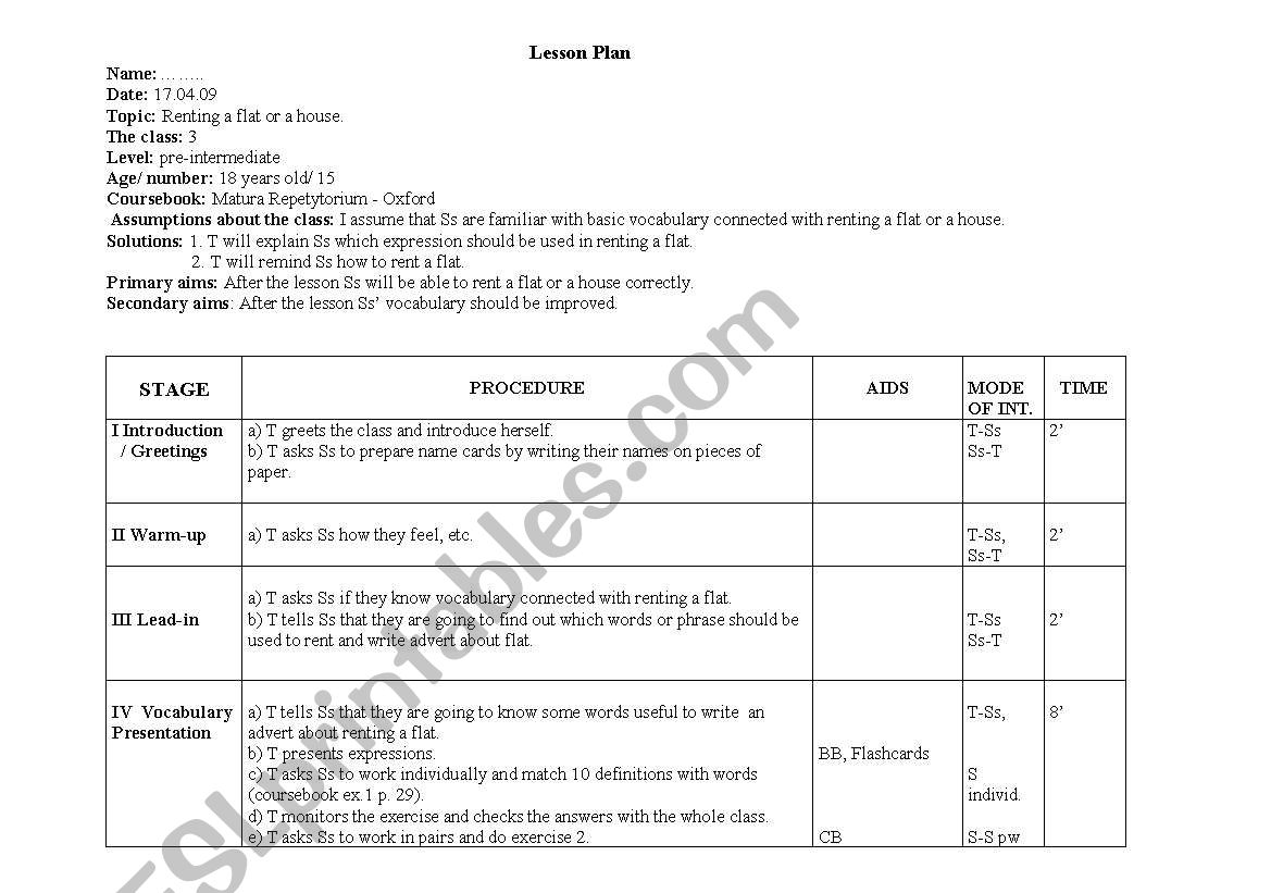 lesson plan worksheet