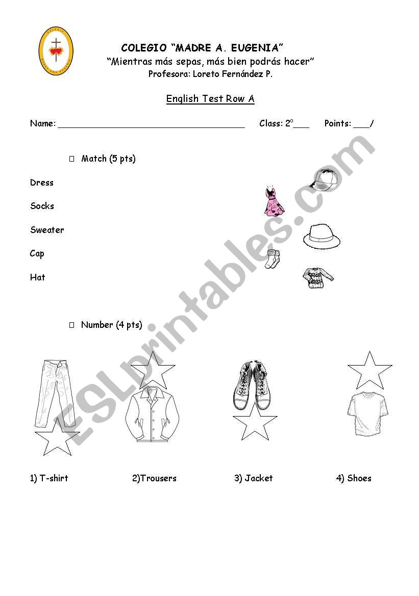 Clothes worksheet