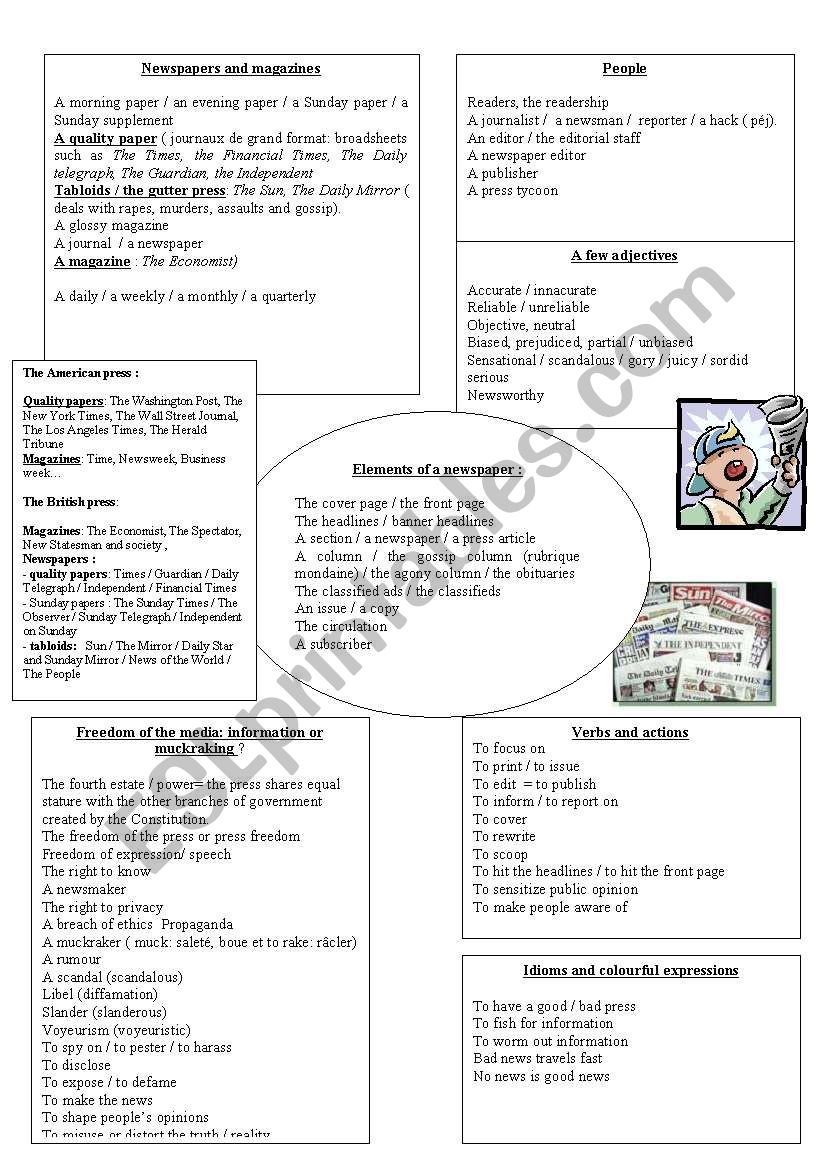 the press vocabulary  worksheet