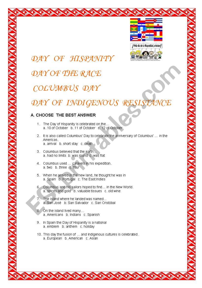 The Day of Hispanity/ The Day of the Race/ Columbus Day