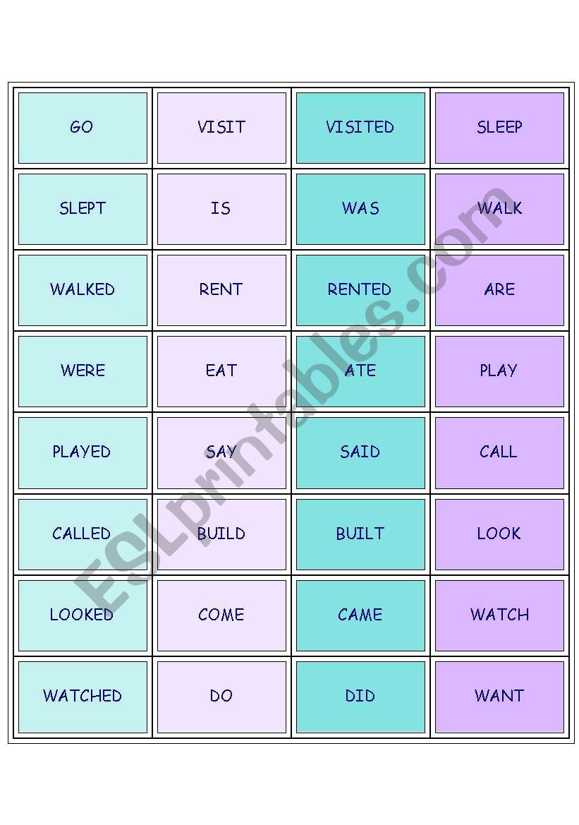 Domino game worksheet