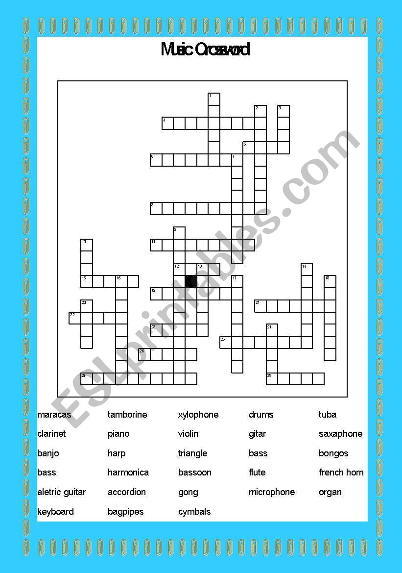 Music Crossword worksheet