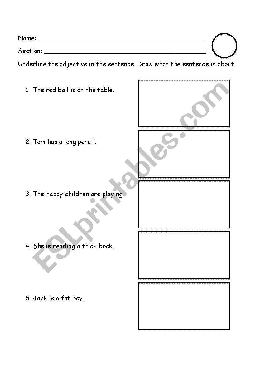 Adjectives worksheet