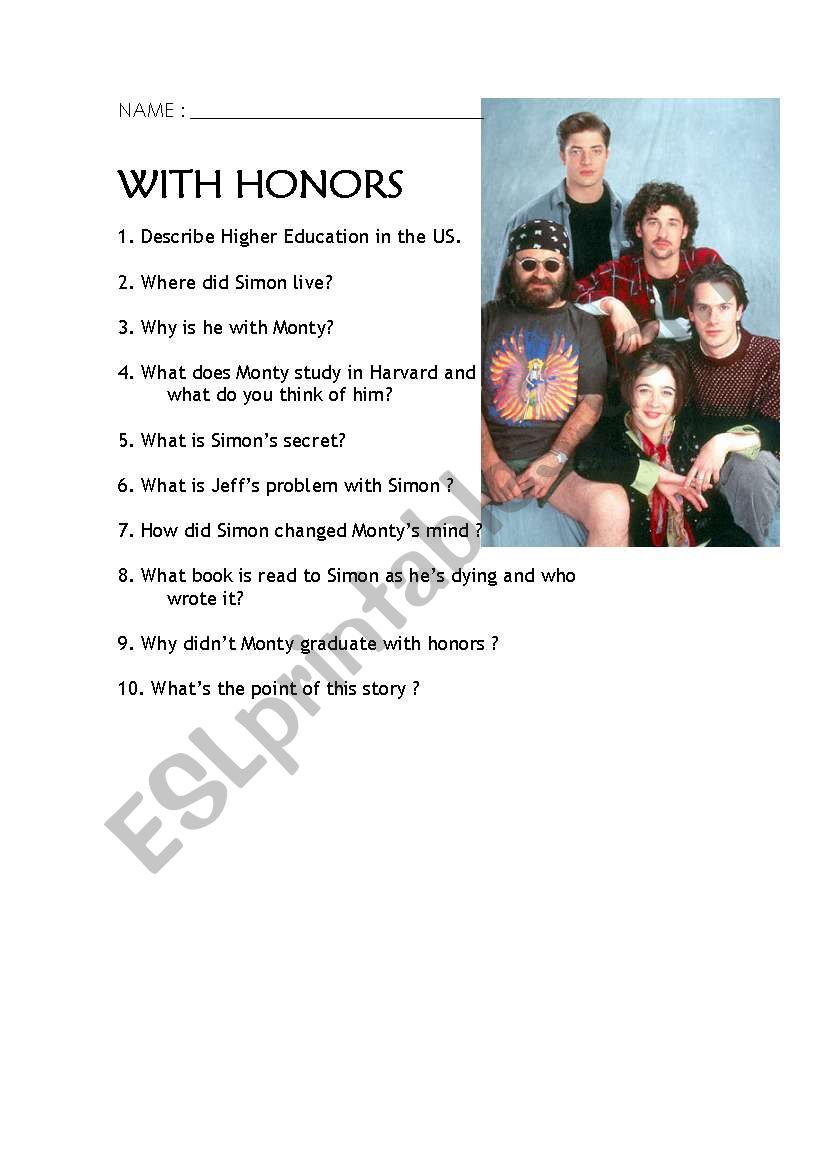With Honors worksheet