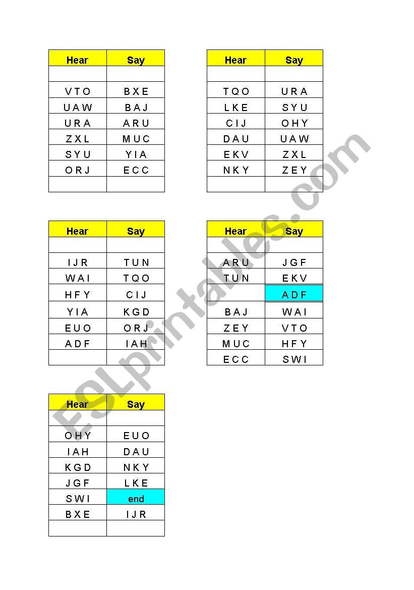 ABC - Game worksheet