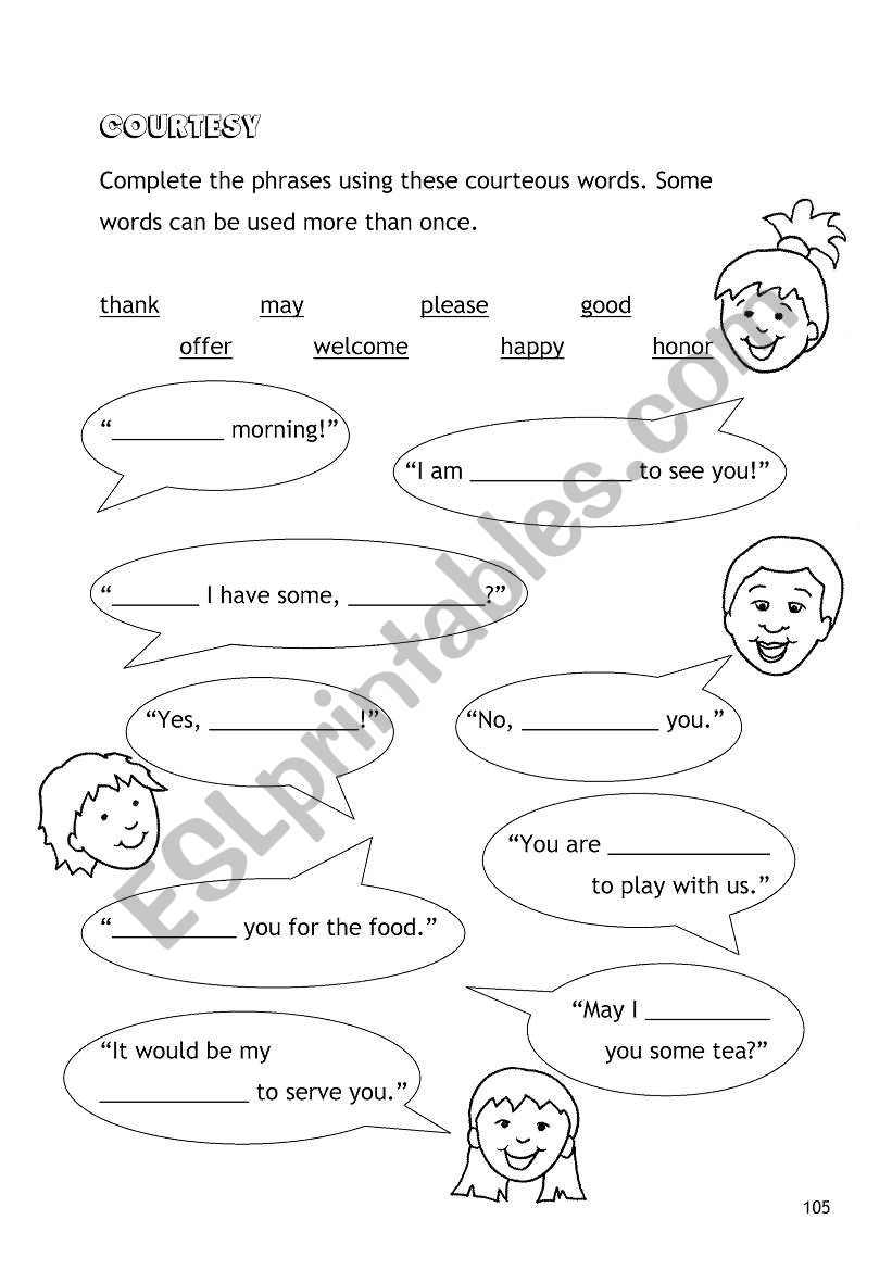 Courteous Phrases worksheet