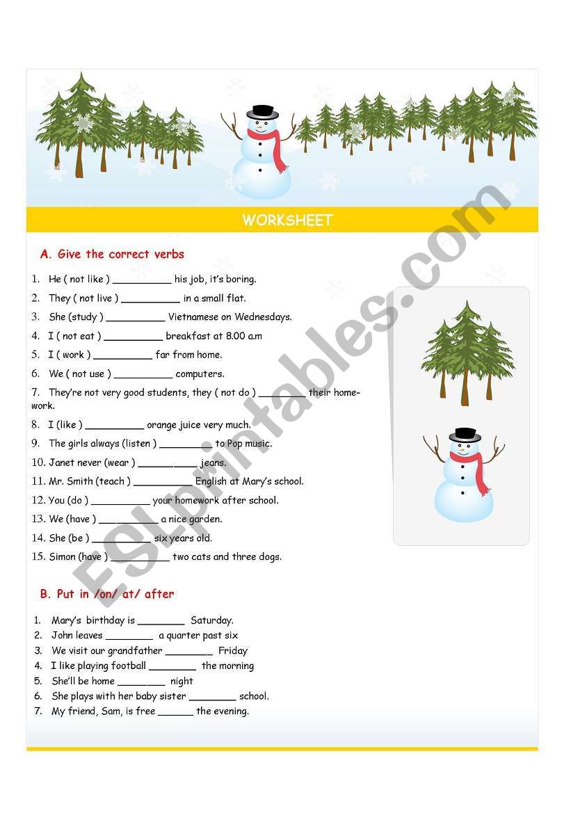 Present simple  worksheet