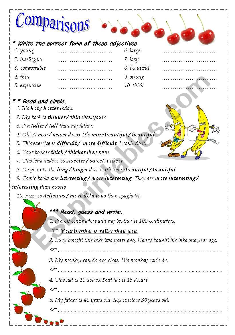 comparisons worksheet