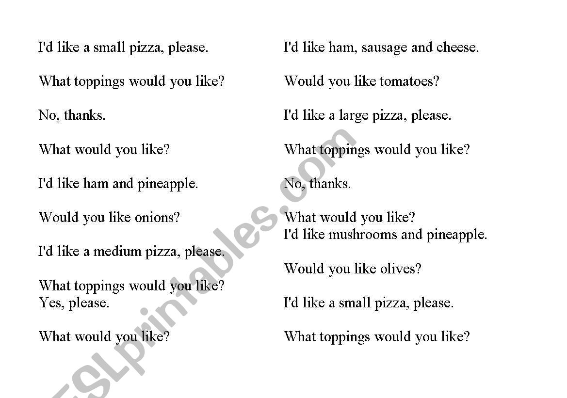 food - dialog worksheet