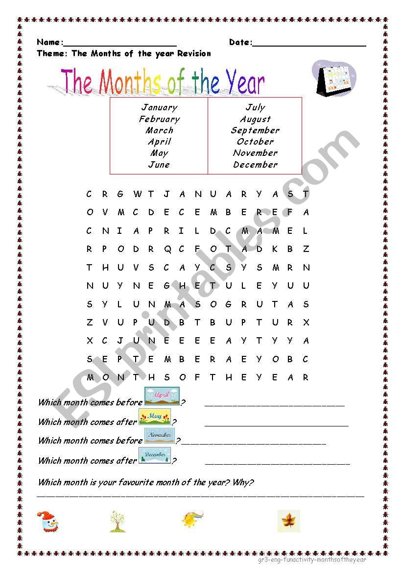 The months of the year worksheet
