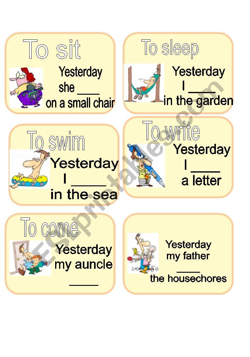 irregular verbs cards 2/2 worksheet