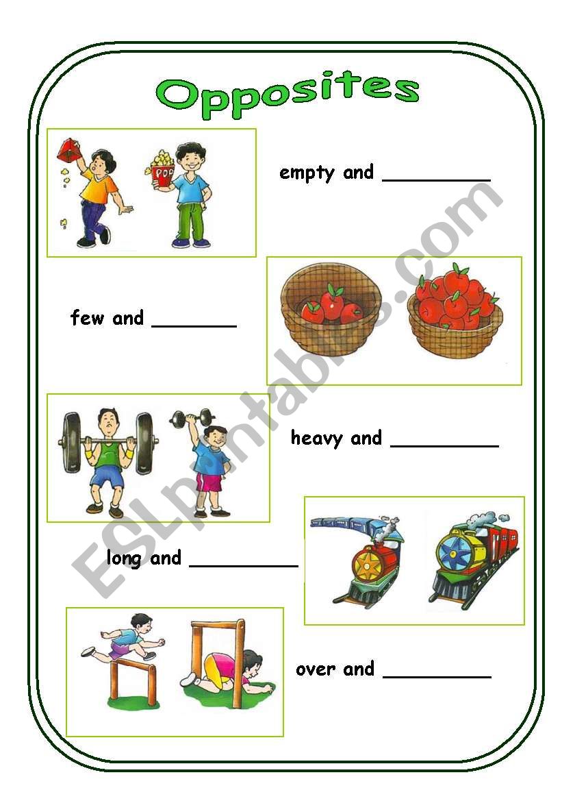 Opposites (4th worksheets of 4)