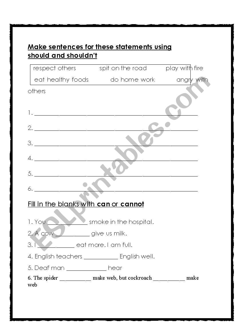 modals worksheet