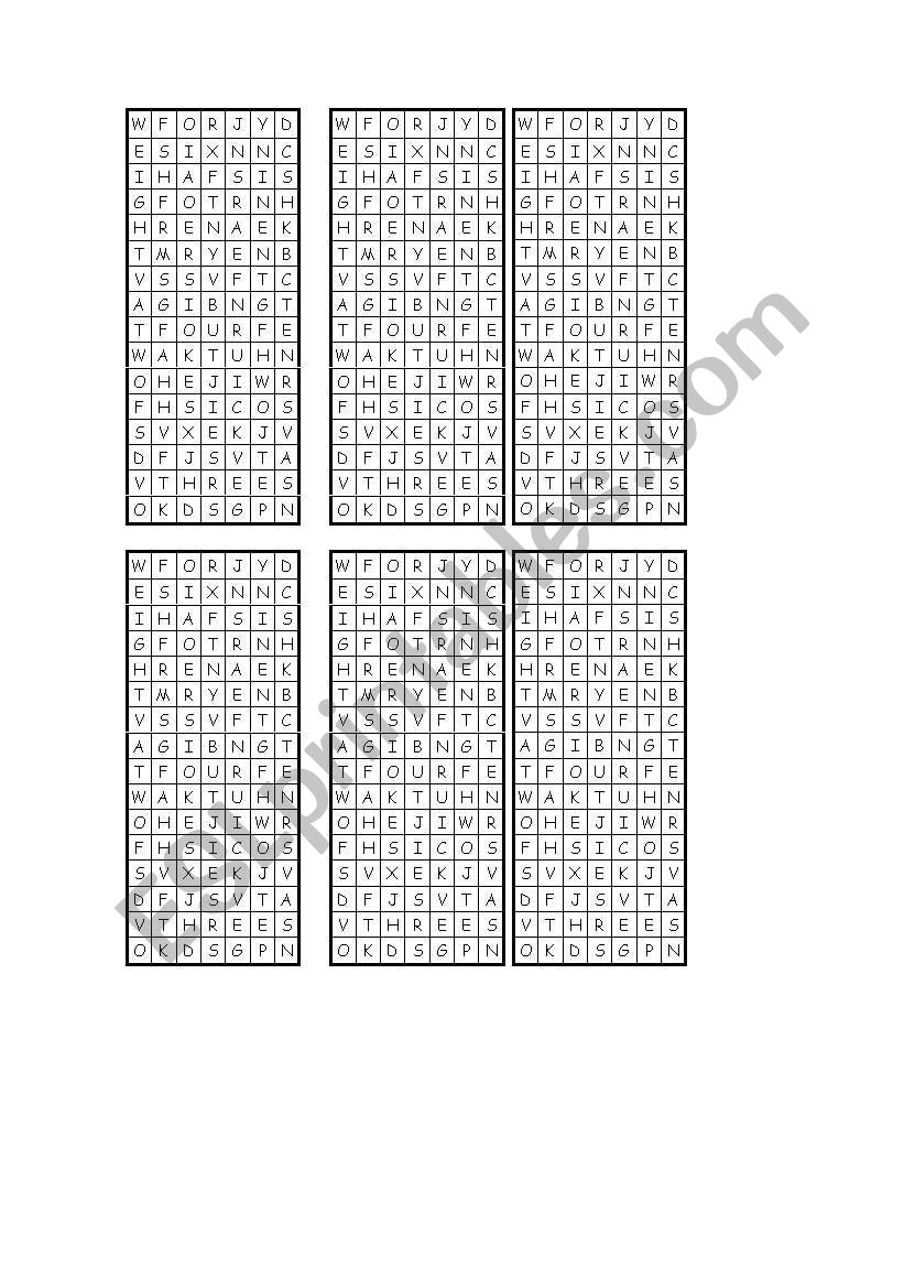 Find the numbers worksheet