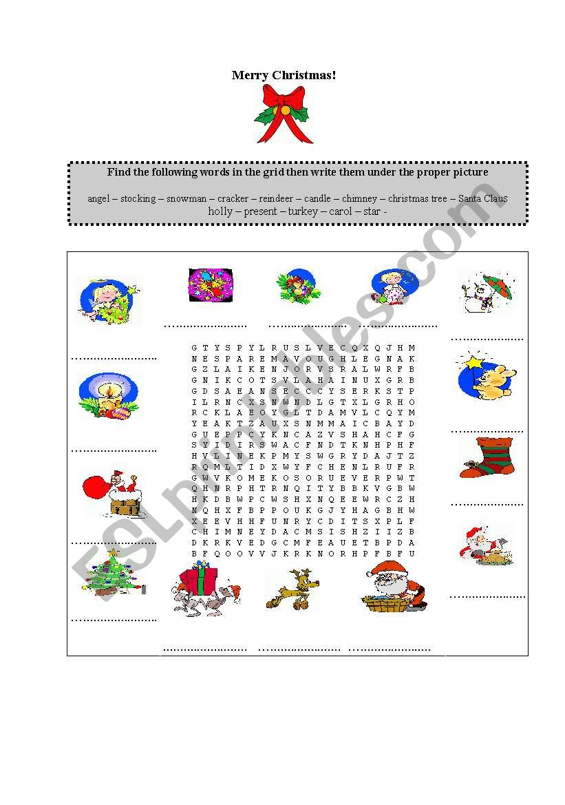 Christmas activities worksheet