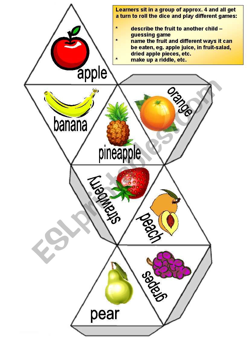 Fruit dice worksheet