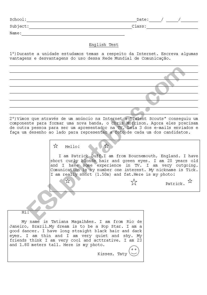 talent scout worksheet