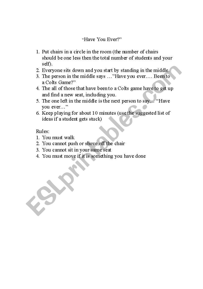 Getting to know you game worksheet