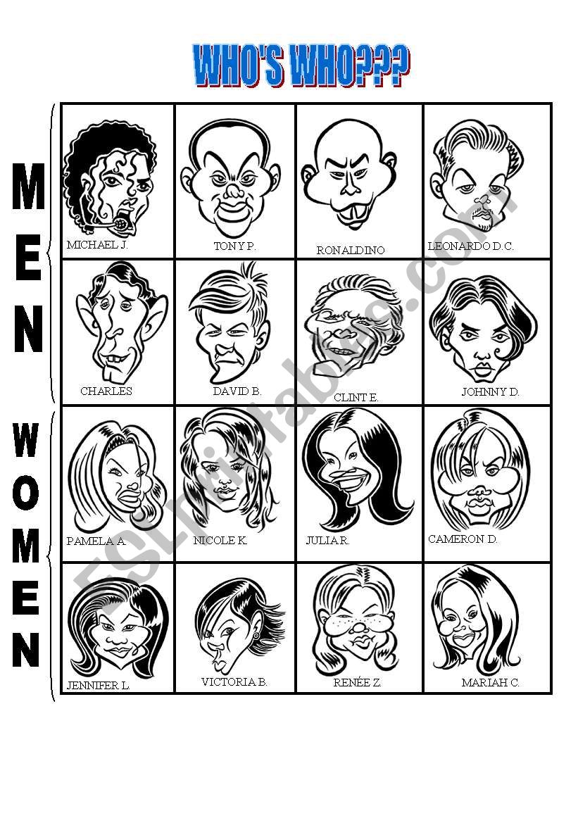 Whos who???Caricatures! worksheet