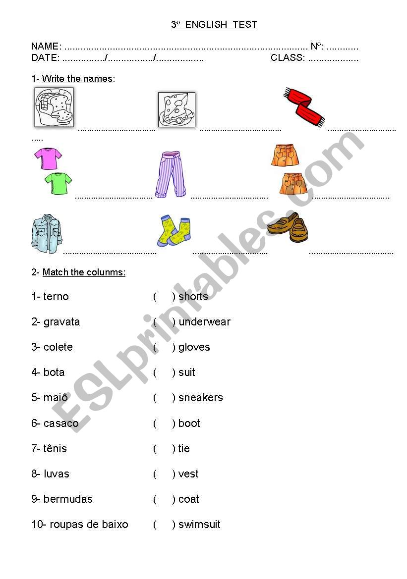 test of food and drinks worksheet