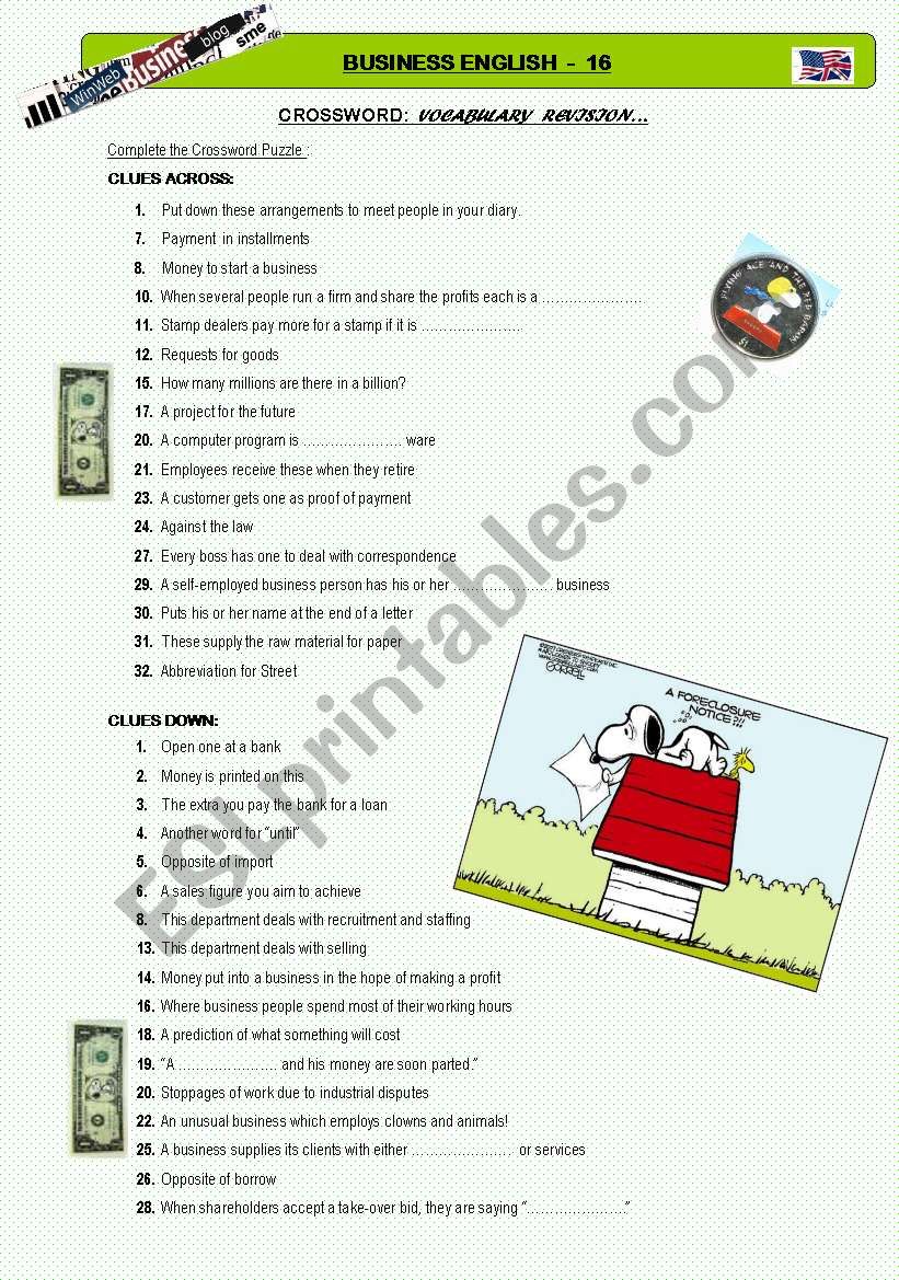 Business English 16 - Crossword Puzzle