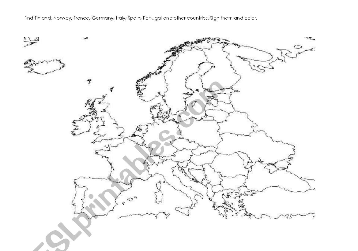 Find the countries, colour worksheet
