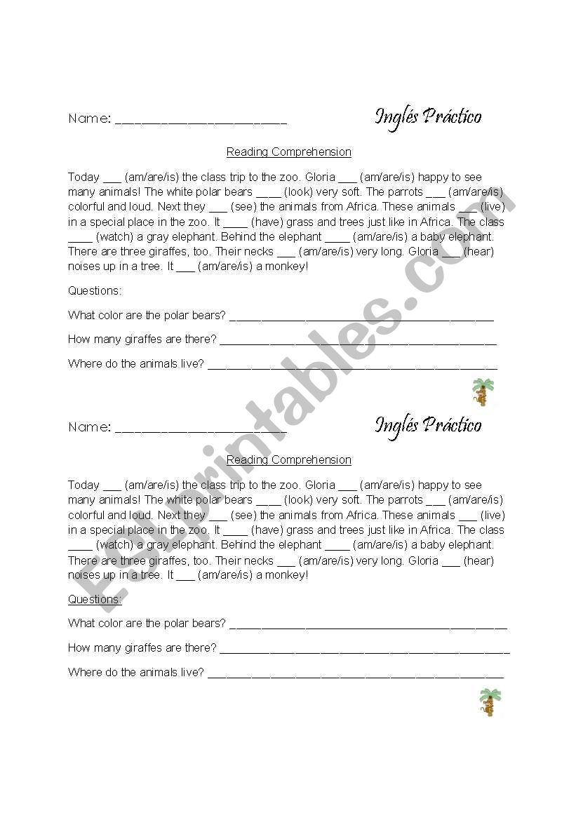 reading comprehension worksheet