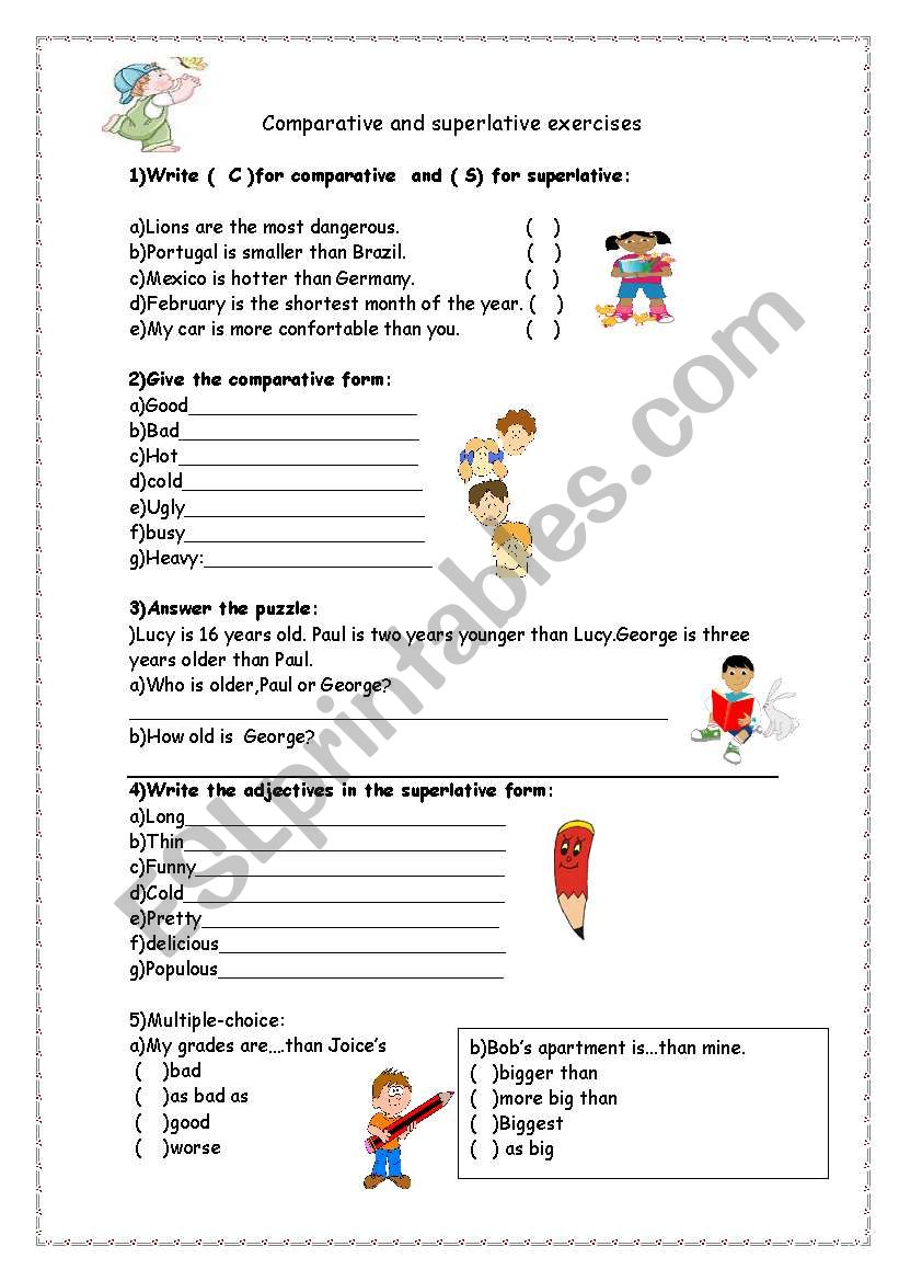 comparative and superlative exercises