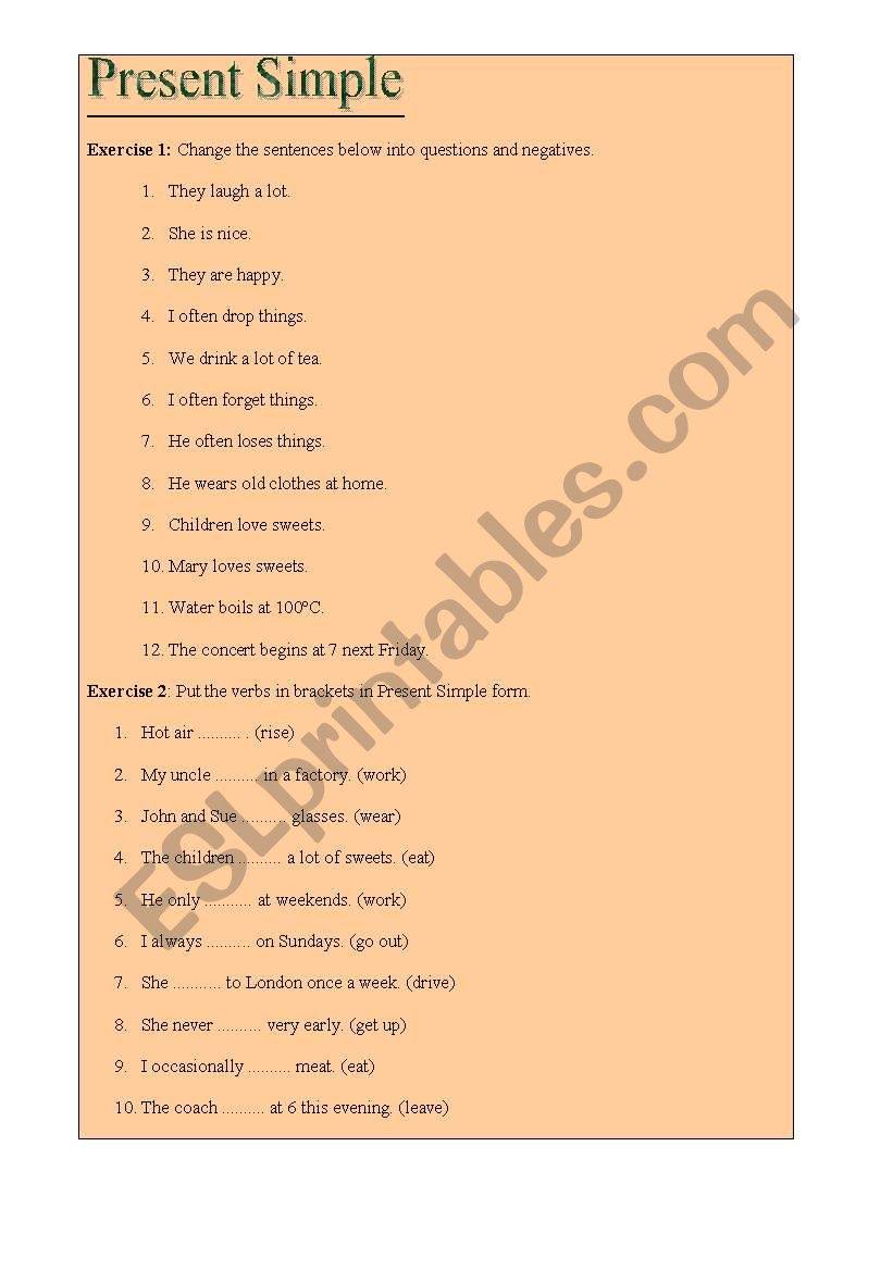 Present Simple worksheet