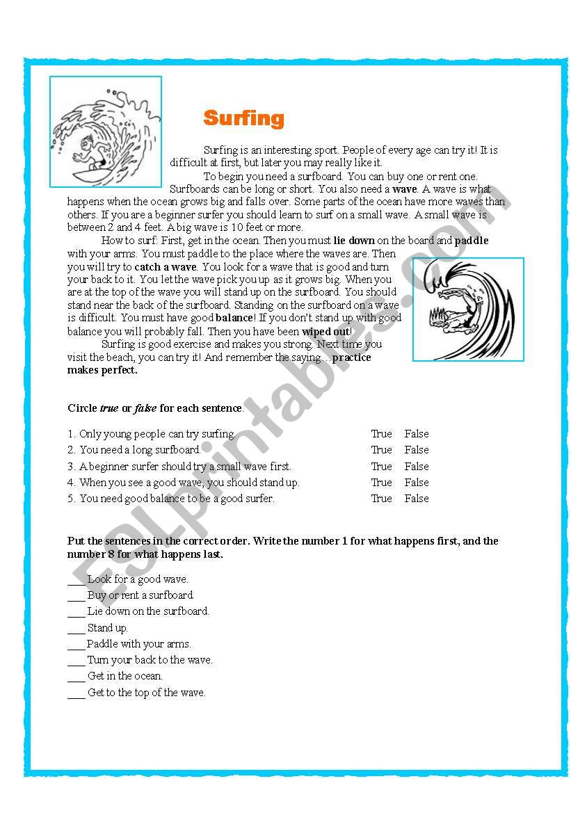 Surfing worksheet