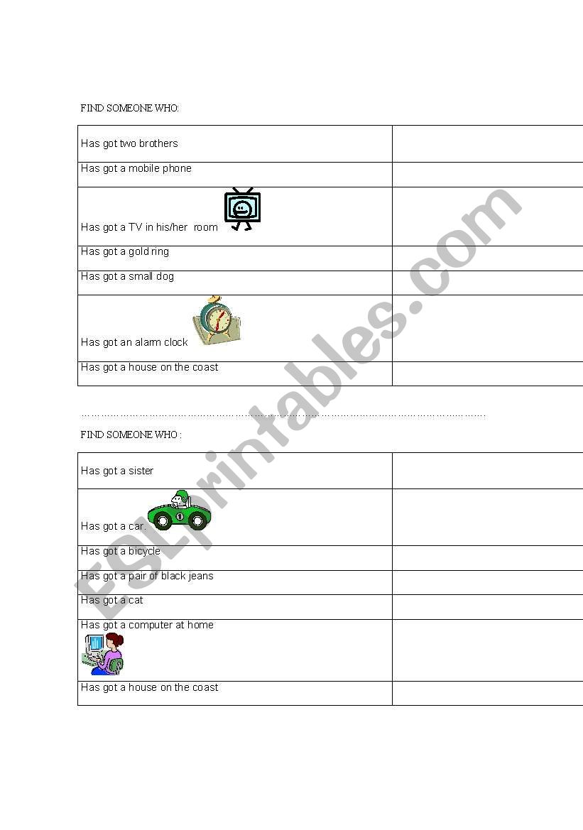 Find someone who.... worksheet