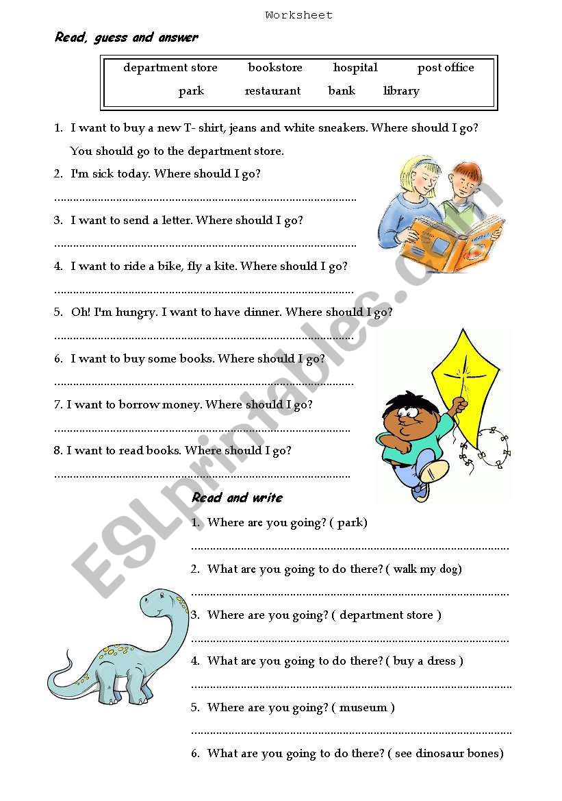 quizzes on common places worksheet