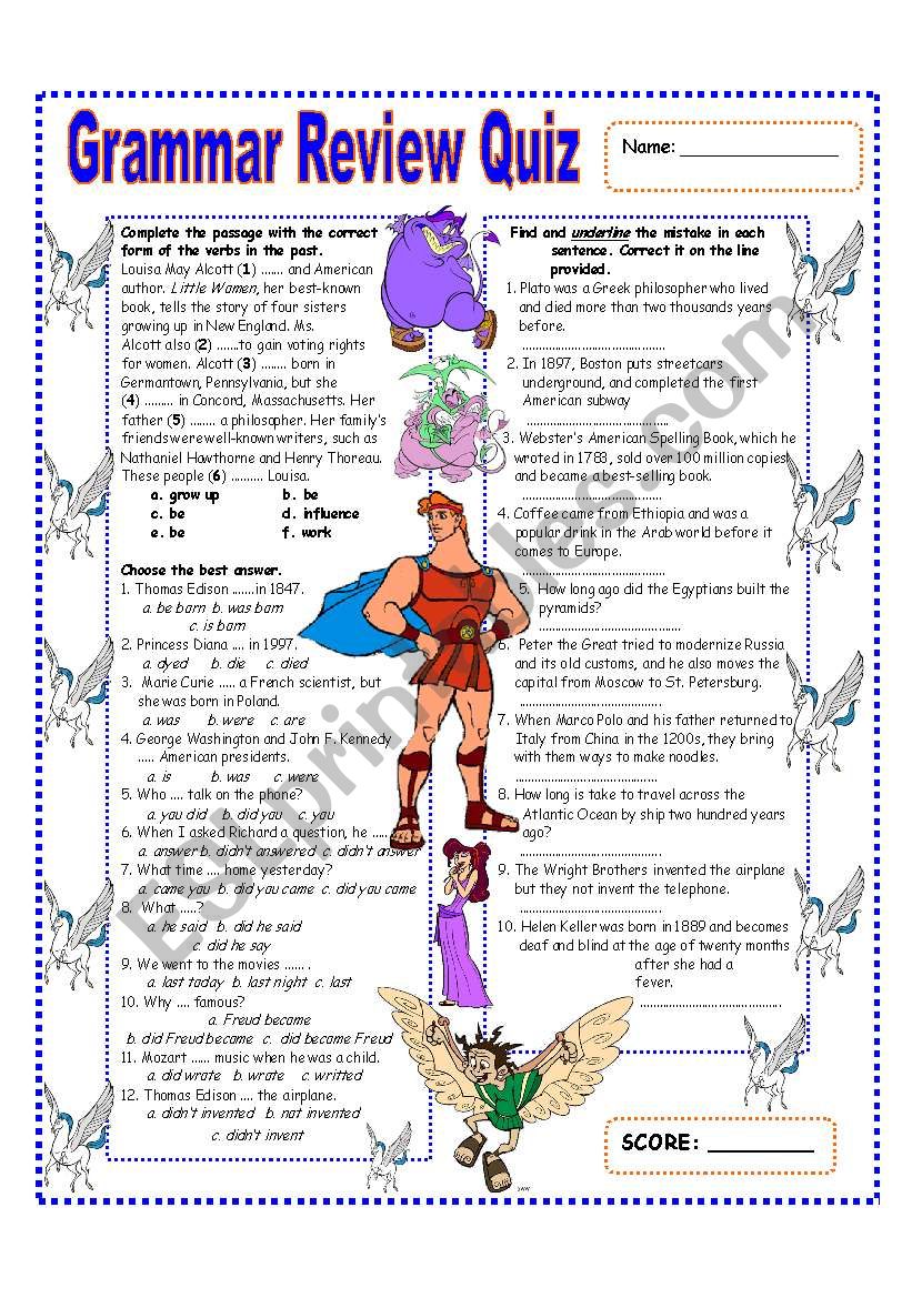 GRAMMAR REVIEW - TO BE & SIMPLE PAST (3/4)